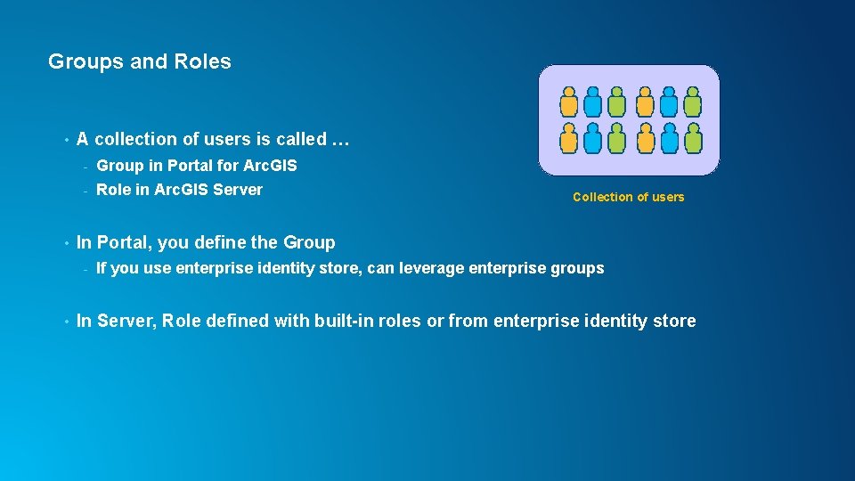Groups and Roles • • A collection of users is called … - Group