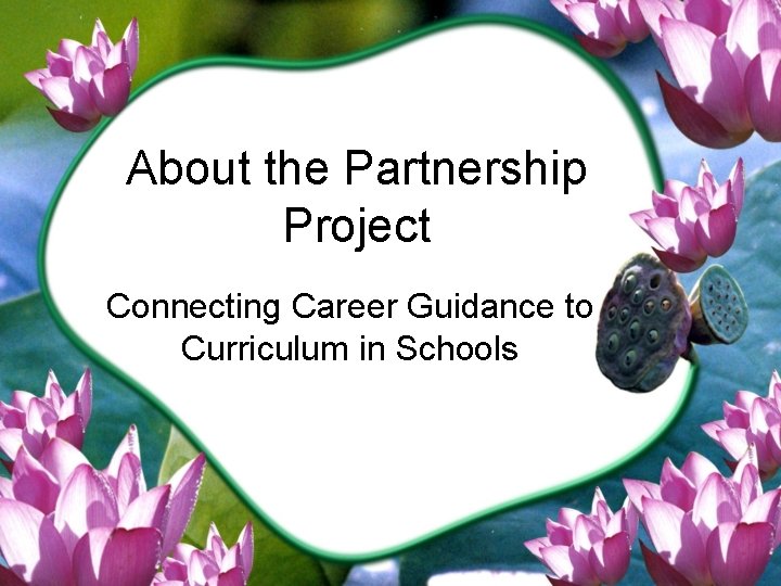 About the Partnership Project Connecting Career Guidance to Curriculum in Schools 