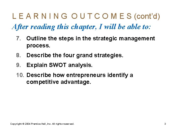 L E A R N I N G O U T C O M L E A R N I N G O U T C O M