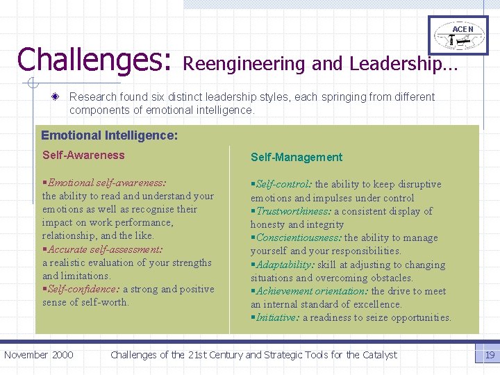 ACEN Challenges: Reengineering and Leadership… Research found six distinct leadership styles, each springing from
