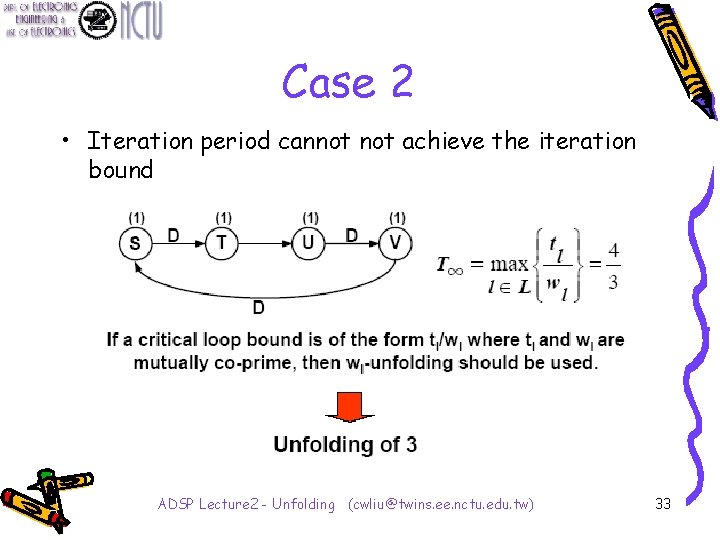 Case 2 • Iteration period cannot achieve the iteration bound ADSP Lecture 2 -