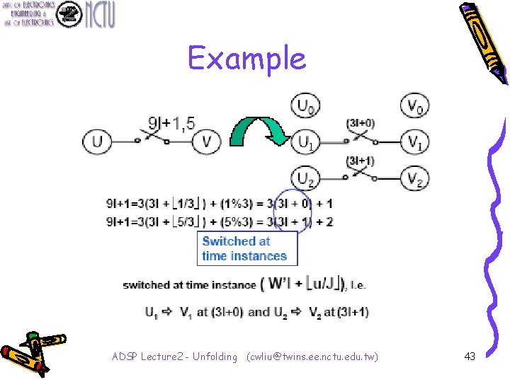 Example ADSP Lecture 2 - Unfolding (cwliu@twins. ee. nctu. edu. tw) 43 