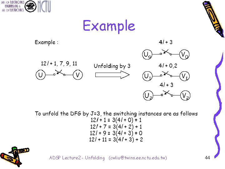 Example ADSP Lecture 2 - Unfolding (cwliu@twins. ee. nctu. edu. tw) 44 