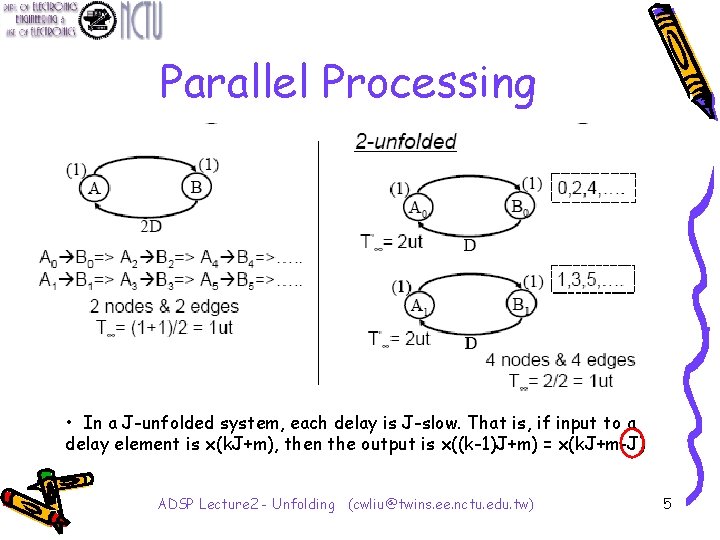 Parallel Processing • • In a J-unfolded system, each delay is J-slow. That is,