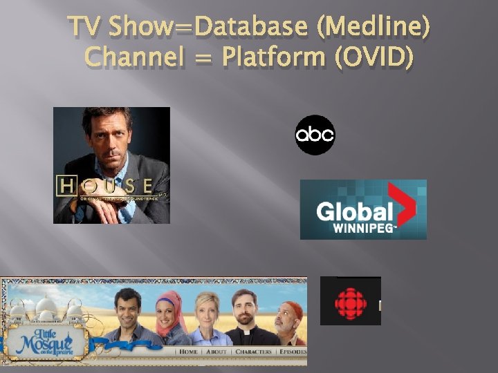 TV Show=Database (Medline) Channel = Platform (OVID) 06/05/2012 