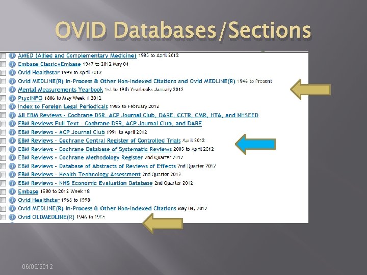 OVID Databases/Sections 06/05/2012 
