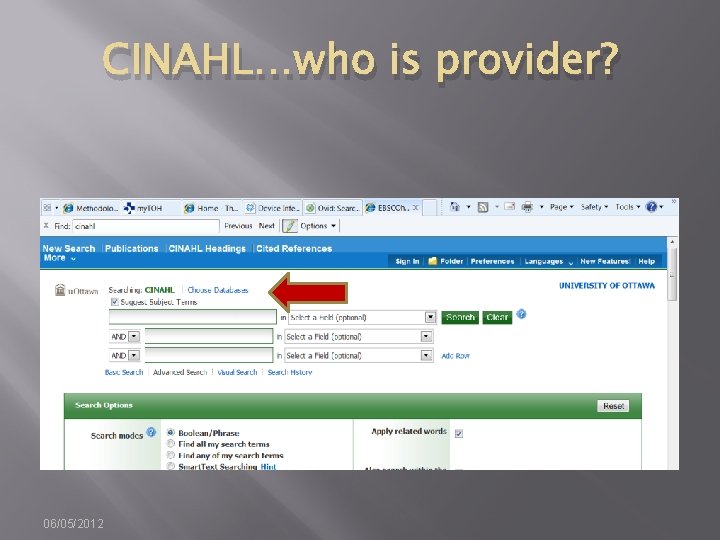 CINAHL…who is provider? 06/05/2012 