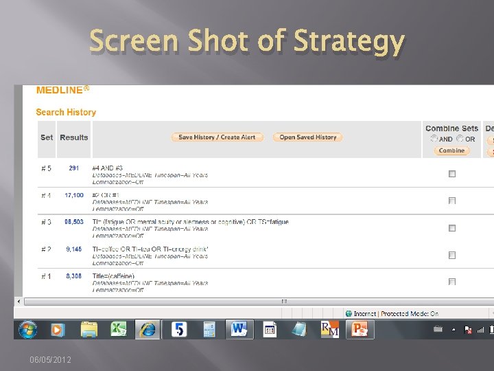 Screen Shot of Strategy 06/05/2012 