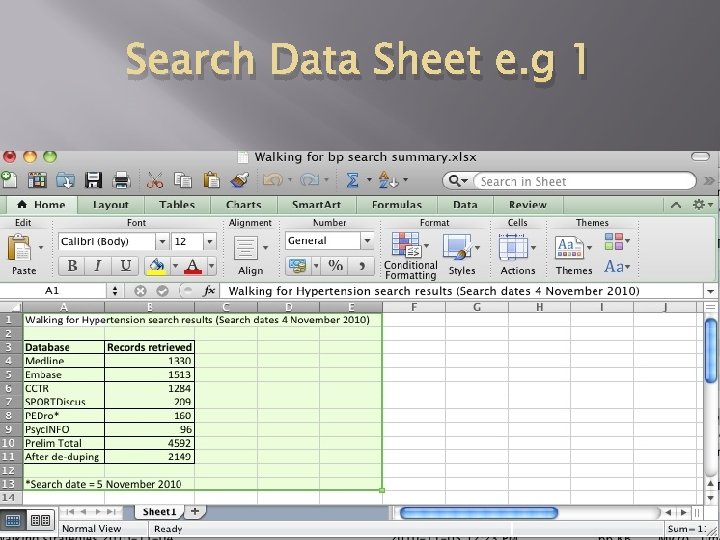 Search Data Sheet e. g 1 06/05/2012 