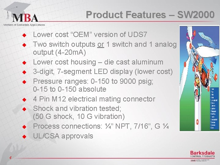 Product Features – SW 2000 u u u u u 4 Lower cost “OEM”