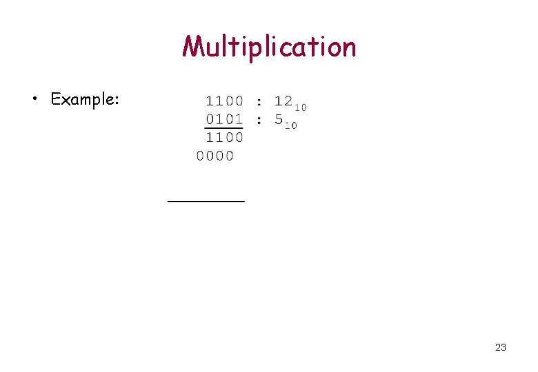 Multiplication • Example: 23 Multiplication • Example: 23