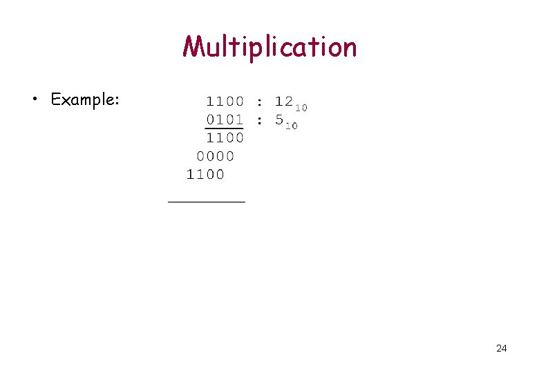 Multiplication • Example: 24 Multiplication • Example: 24