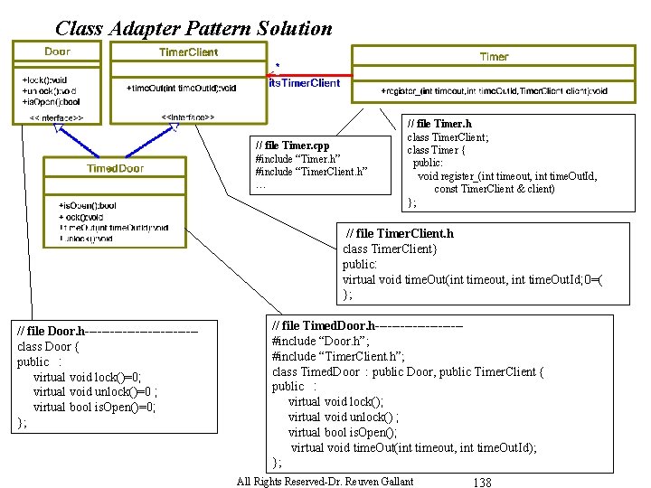 Class Adapter Pattern Solution // file Timer. cpp #include “Timer. h” #include “Timer. Client.