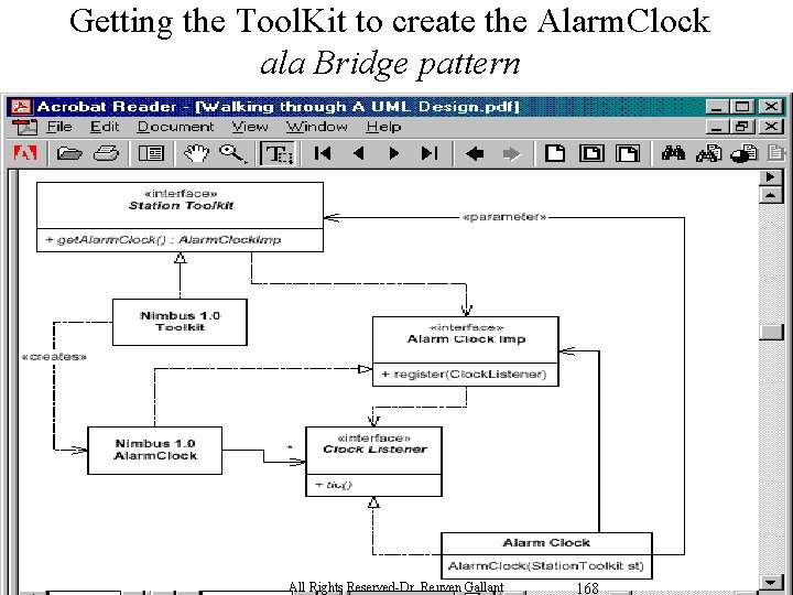 Getting the Tool. Kit to create the Alarm. Clock ala Bridge pattern All Rights