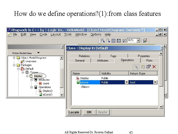 How do we define operations? (1): from class features All Rights Reserved-Dr. Reuven Gallant