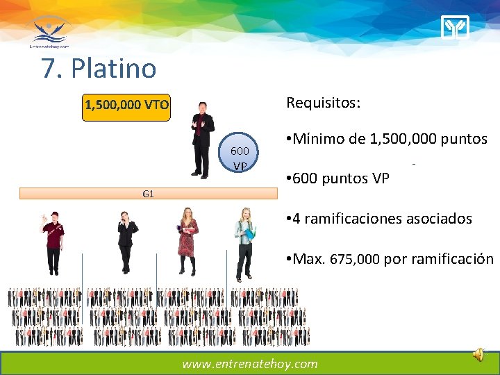 7. Platino Requisitos: 1, 500, 000 VTO 600 VP G 1 • Mínimo de 7. Platino Requisitos: 1, 500, 000 VTO 600 VP G 1 • Mínimo de
