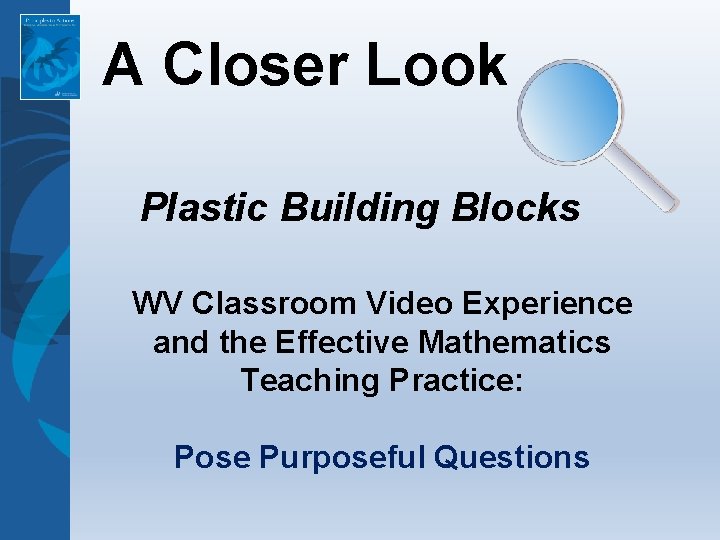 A Closer Look Plastic Building Blocks WV Classroom Video Experience and the Effective Mathematics