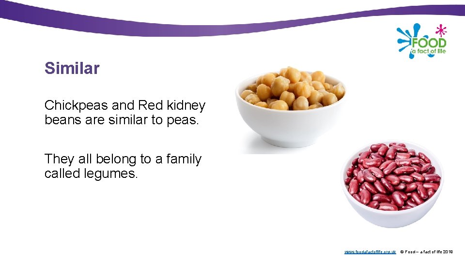 Similar Chickpeas and Red kidney beans are similar to peas. They all belong to