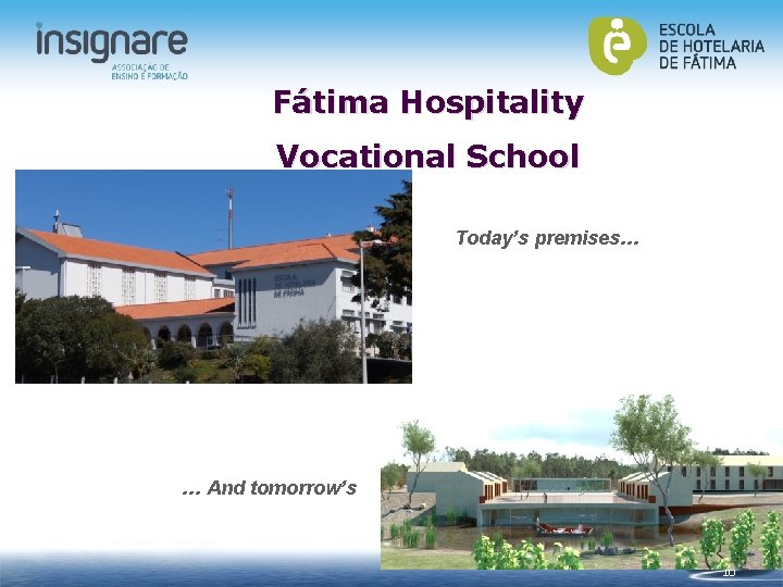 Fátima Hospitality Vocational School Today’s premises… … And tomorrow’s 10 
