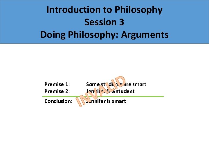 Introduction to Philosophy Session 3 Doing Philosophy: Arguments Premise 1: Premise 2: Conclusion: D