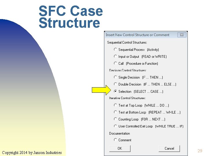 SFC Case Structure Copyright 2014 by Janson Industries 29 SFC Case Structure Copyright 2014 by Janson Industries 29