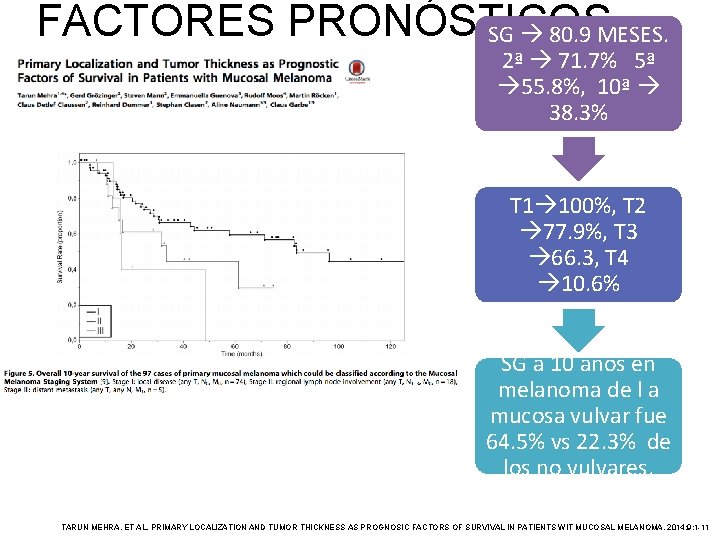 FACTORES PRONÓSTICOS SG 80. 9 MESES. 2ª 71. 7% 5ª 55. 8%, 10ª 38.