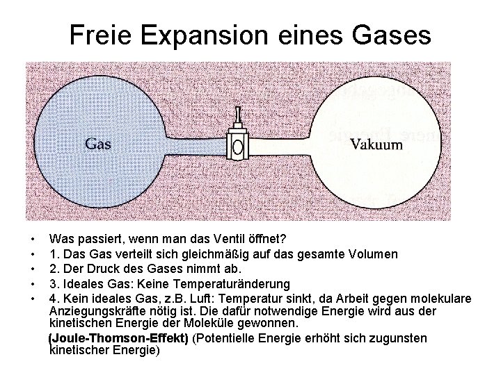 Freie Expansion eines Gases • • • Was passiert, wenn man das Ventil öffnet?