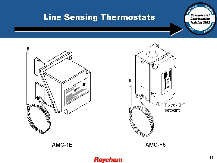 Line Sensing Thermostats Fixed 40°F setpoint AMC-1 B AMC-F 5 11 
