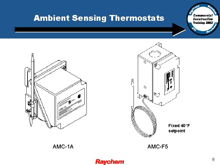 Ambient Sensing Thermostats Fixed 40°F setpoint AMC-1 A AMC-F 5 9 