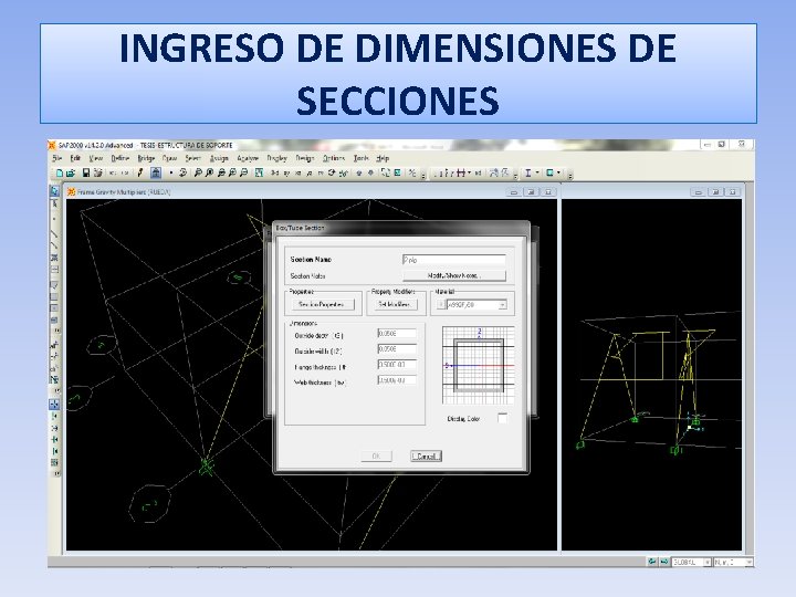 INGRESO DE DIMENSIONES DE SECCIONES 