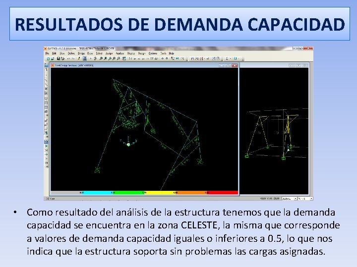 RESULTADOS DE DEMANDA CAPACIDAD • Como resultado del análisis de la estructura tenemos que