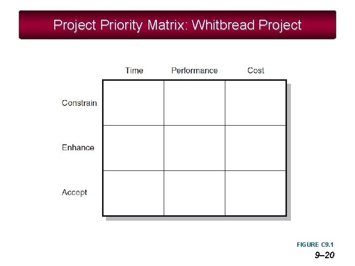 Project Priority Matrix: Whitbread Project FIGURE C 9. 1 9– 20 