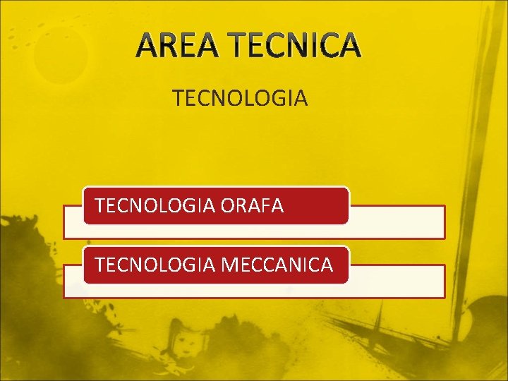 AREA TECNICA TECNOLOGIA ORAFA TECNOLOGIA MECCANICA 