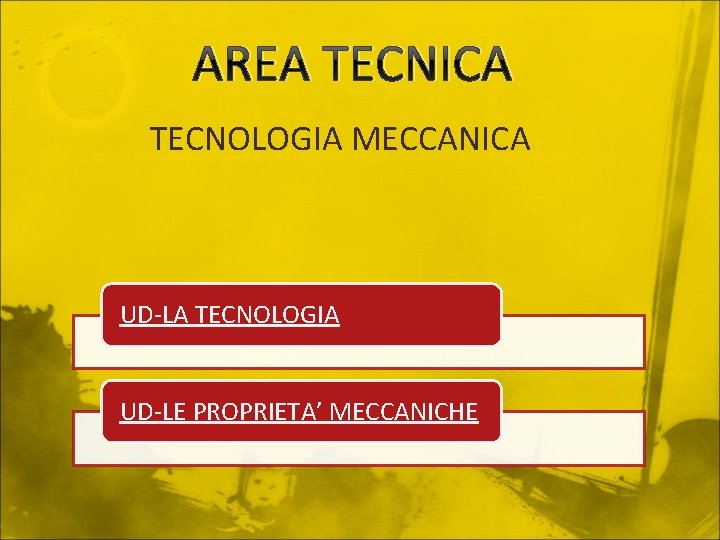 AREA TECNICA TECNOLOGIA MECCANICA UD-LA TECNOLOGIA UD-LE PROPRIETA’ MECCANICHE 