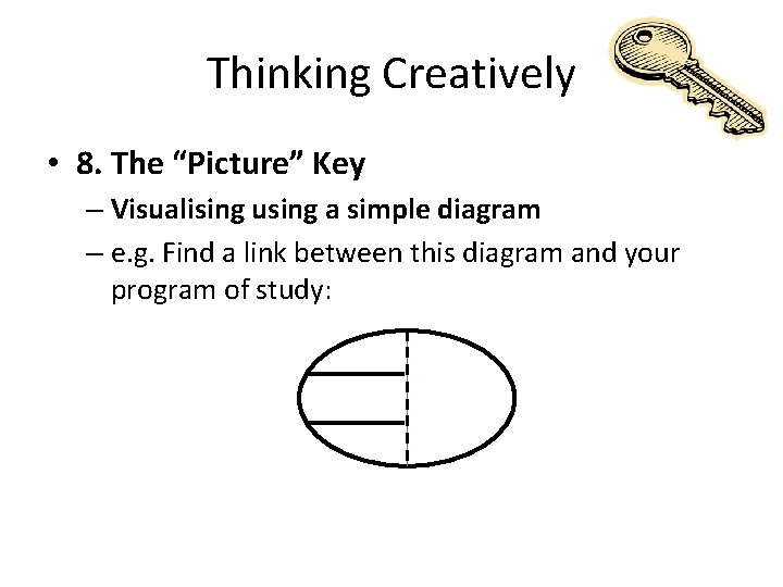 Thinking Creatively • 8. The “Picture” Key – Visualising using a simple diagram –