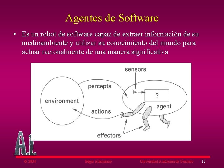 Agentes de Software • Es un robot de software capaz de extraer información de