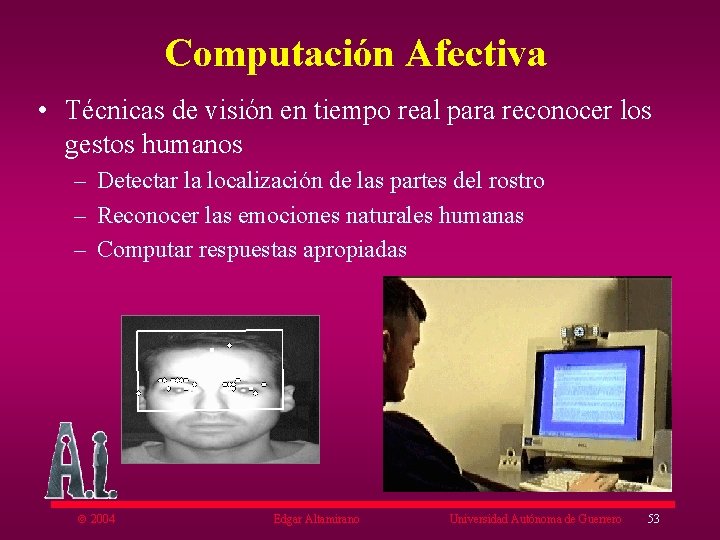 Computación Afectiva • Técnicas de visión en tiempo real para reconocer los gestos humanos