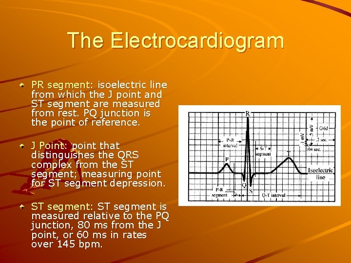 The Electrocardiogram PR segment: isoelectric line from which the J point and ST segment