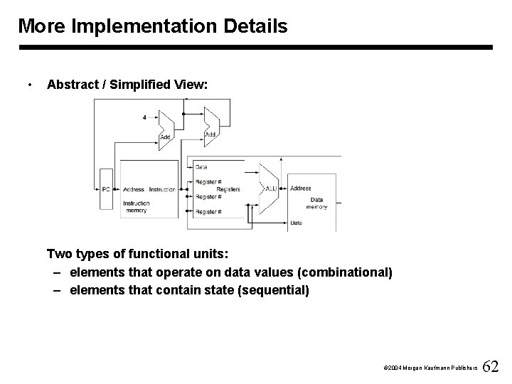 More Implementation Details • Abstract / Simplified View: Two types of functional units: –