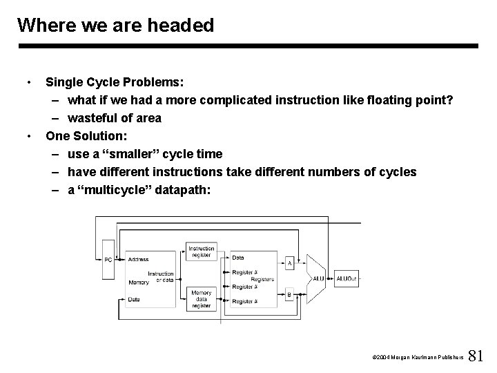 Where we are headed • • Single Cycle Problems: – what if we had