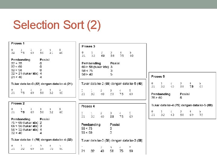 Selection Sort (2) 