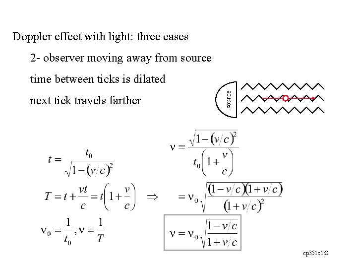 Doppler effect with light: three cases 2 - observer moving away from source next