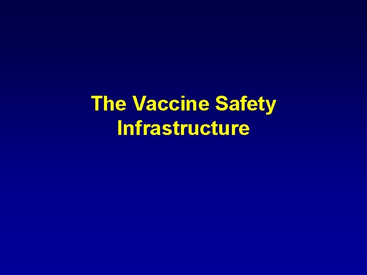 The Vaccine Safety Infrastructure 