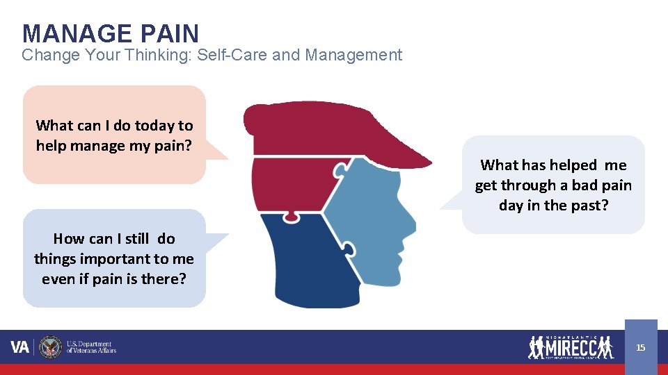 MANAGE PAIN Change Your Thinking: Self-Care and Management What can I do today to MANAGE PAIN Change Your Thinking: Self-Care and Management What can I do today to