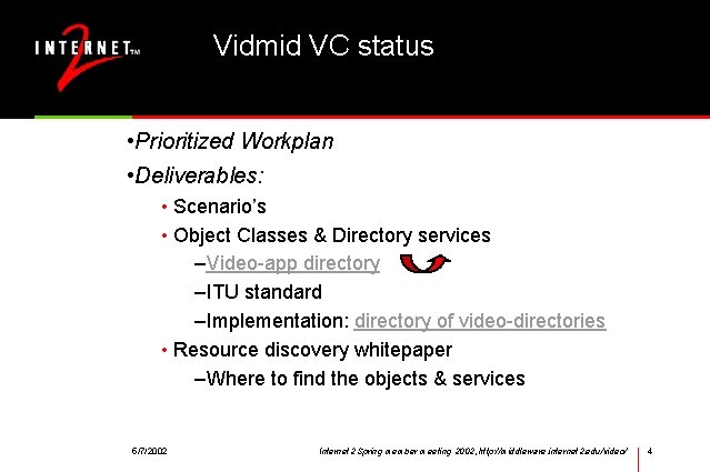 Vidmid VC status • Prioritized Workplan • Deliverables: • Scenario’s • Object Classes &