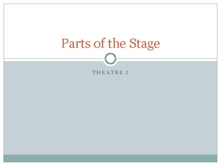 Parts of the Stage THEATRE I 