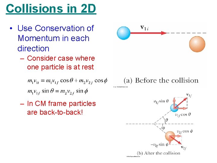 Collisions in 2 D • Use Conservation of Momentum in each direction – Consider Collisions in 2 D • Use Conservation of Momentum in each direction – Consider