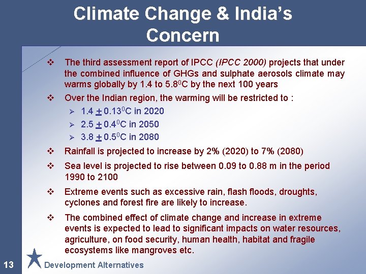 Climate Change & India’s Concern v 13 v The third assessment report of IPCC