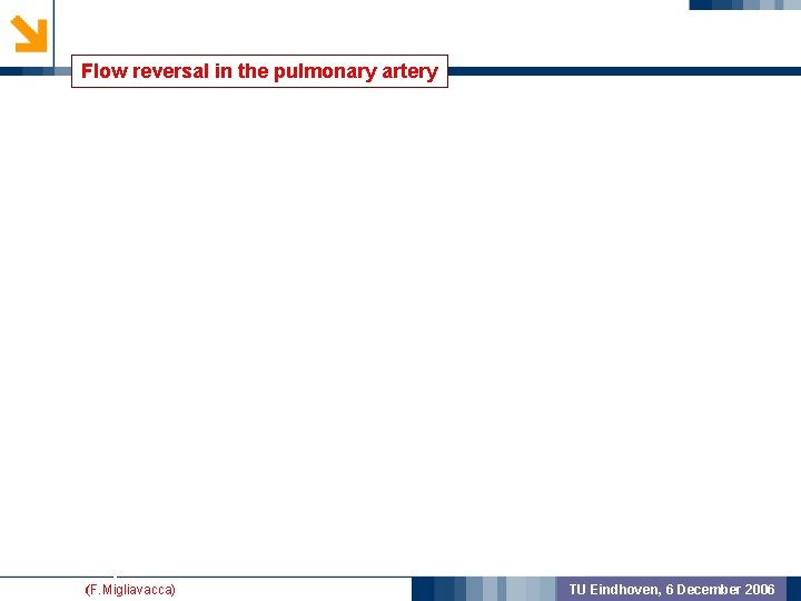 Flow reversal in the pulmonary artery GEOMETRIC PREPROCSSING MODEL VALIDATION OUTCOME (F. Migliavacca) TU