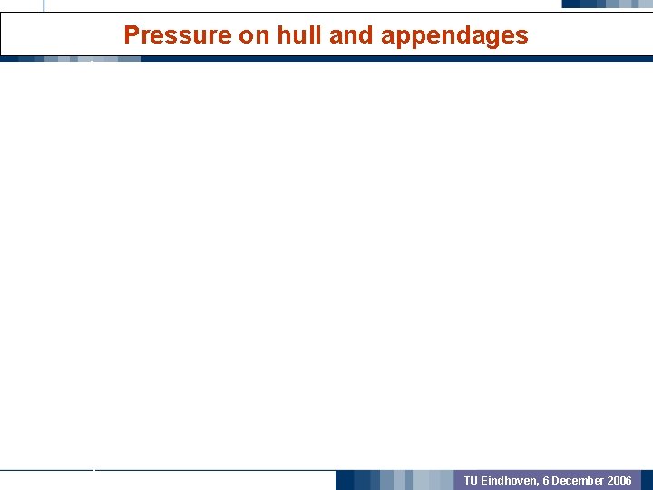 Pressure on hull and appendages GEOMETRIC PREPROCSSING MODEL VALIDATION OUTCOME TU Eindhoven, 6 December